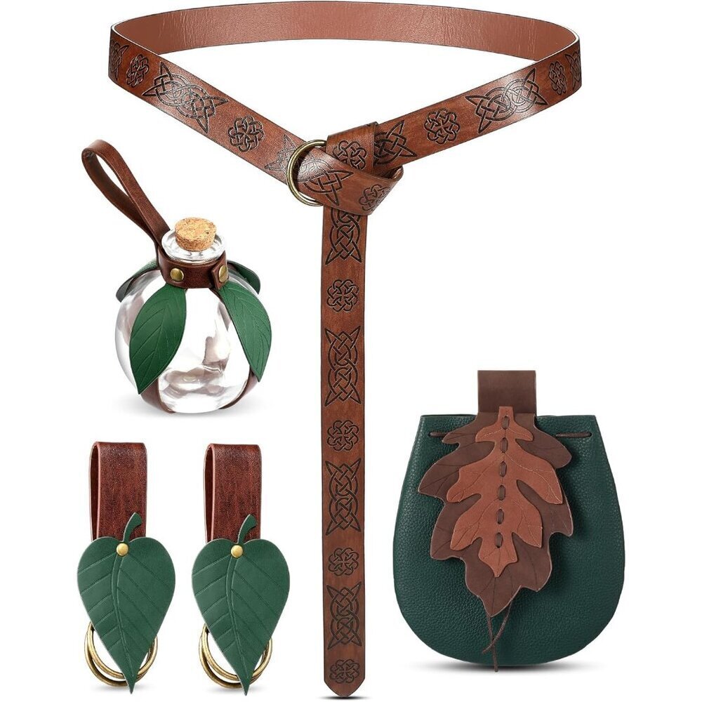 Women Renaissance Accessories Leaf Belt Bag Potion Bottles Medieval Viking Gift